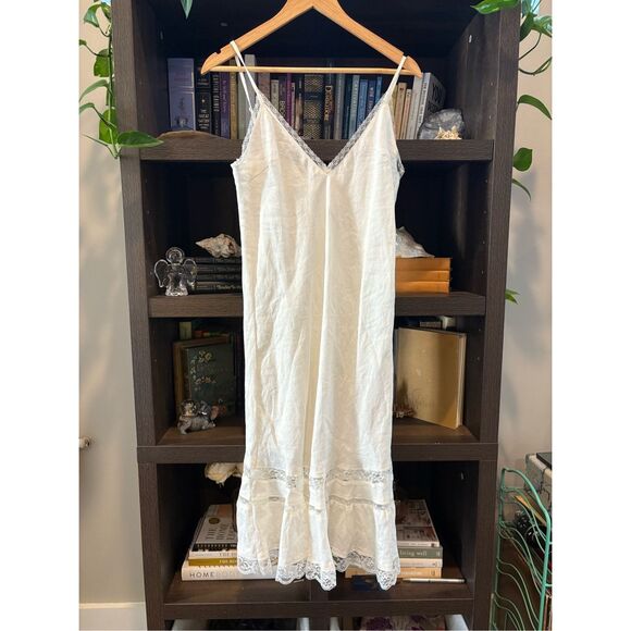 NWOT Gold Hawk White Linen & Lace Midi Length Dress Size Small - Picture 7 of 10